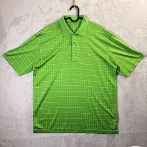 Masters Tech Polo Men's Large Green Window Pane Check Preppy Golf Tennis